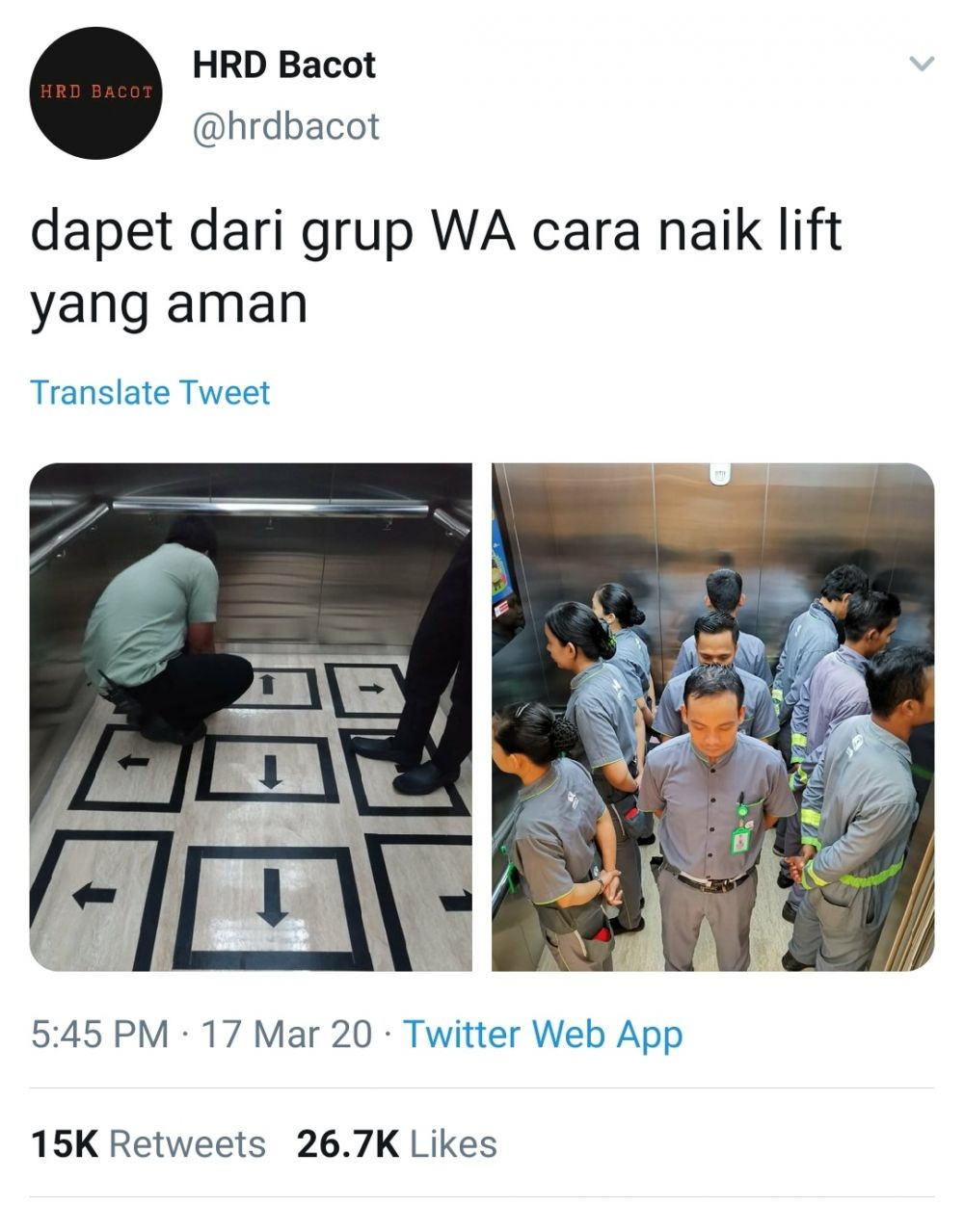 Social Distancing Di Dalam Lift